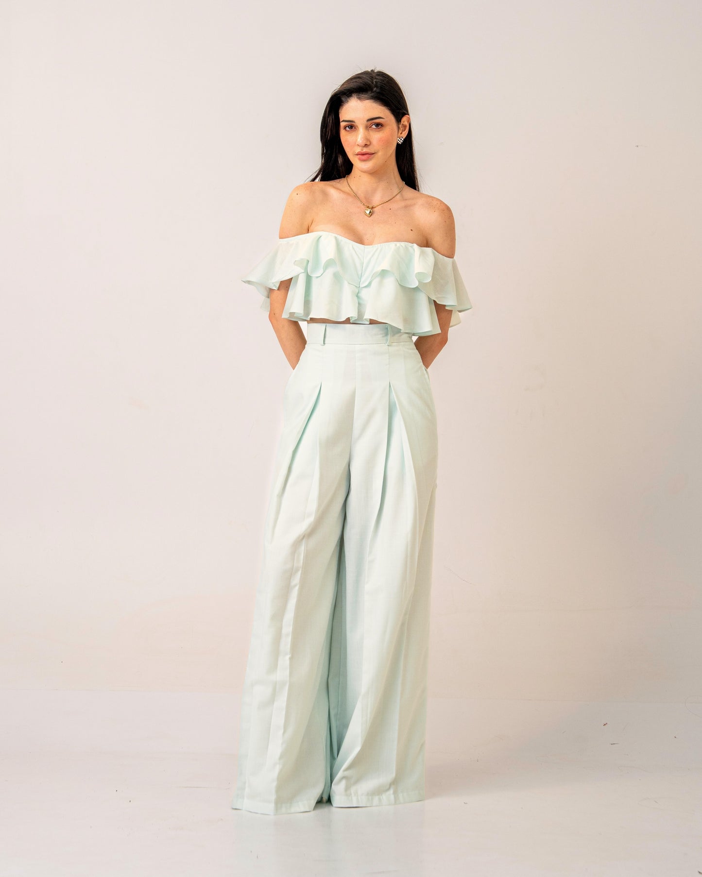 Mint Mirage Trousers – High-waisted Pastel Mint Green Trousers for Women
