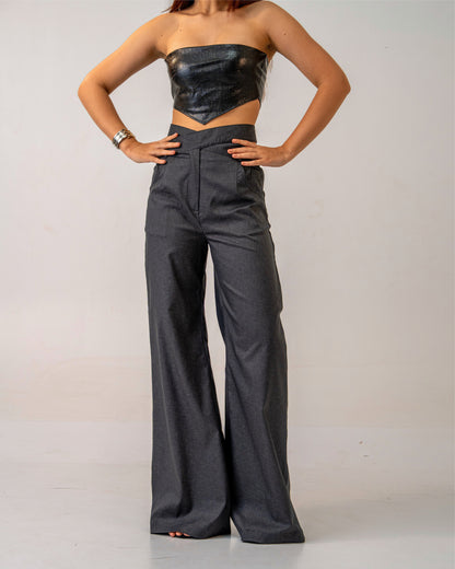 Black Fire Top – Faux Black Leather Bandeau Top for Women