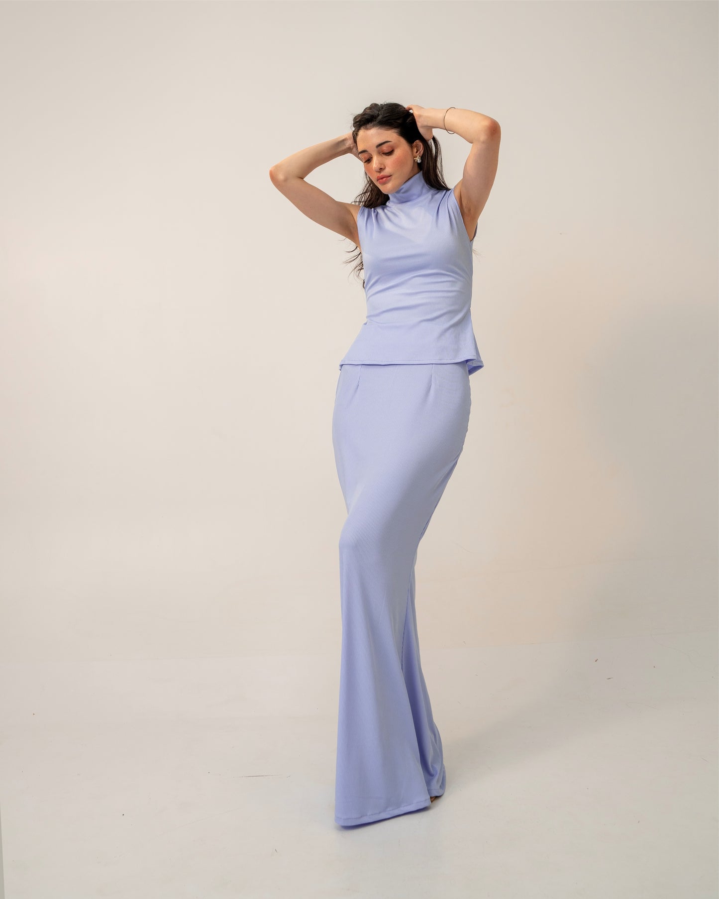 Morning Mist Skirt – Pastel Column Maxi Skirt for Women