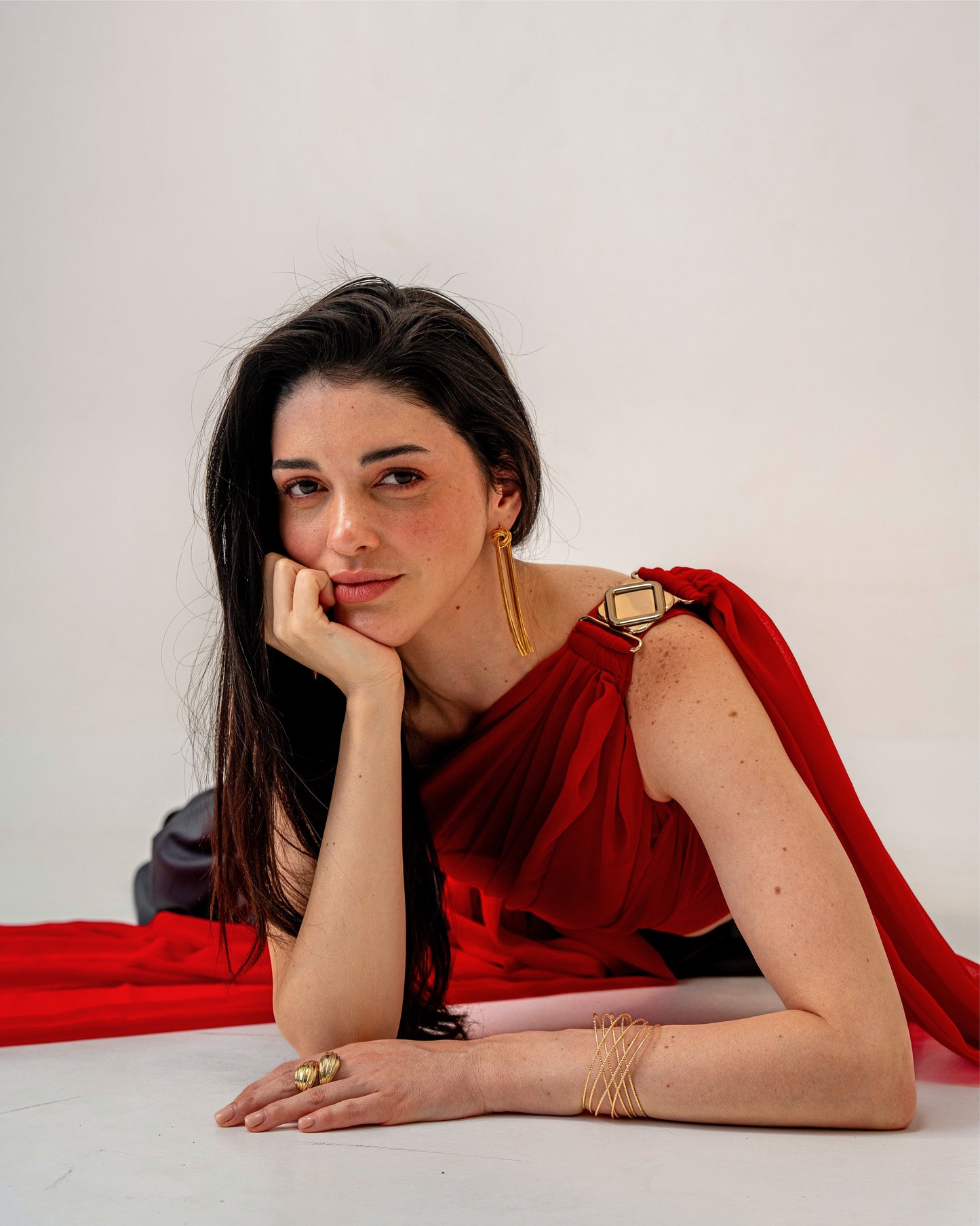 Fire & Form Top – Convertible Draped Red Chiffon Crop Top