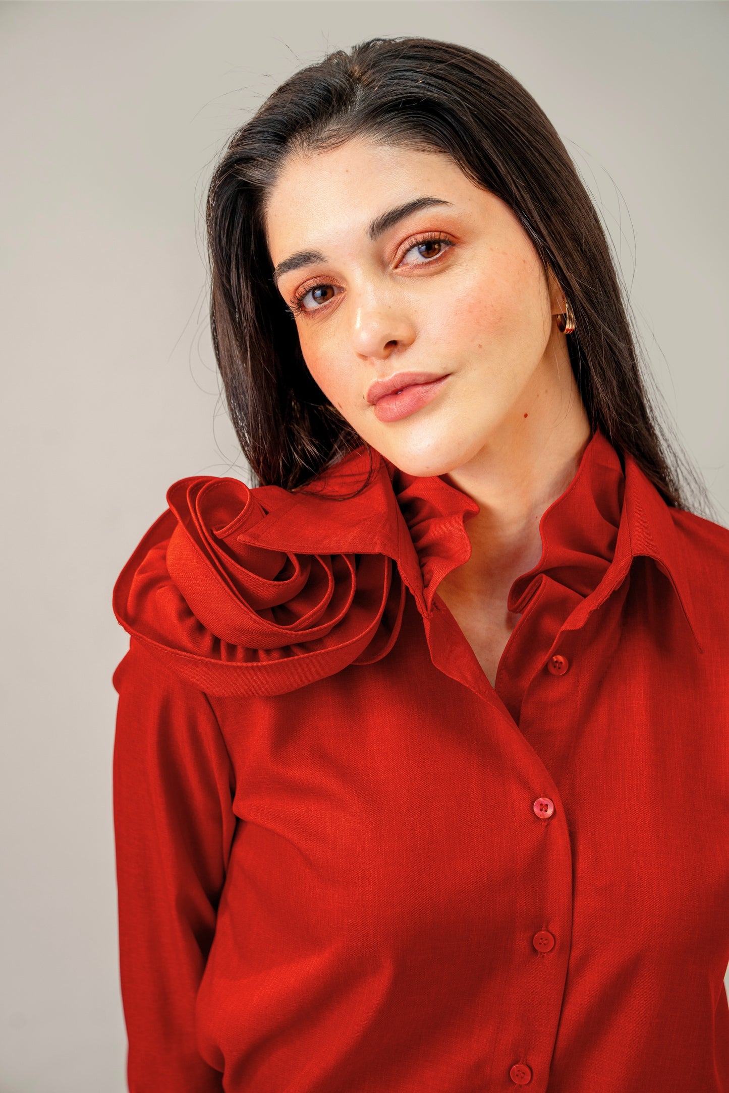 Love Affair Set – Sculpted Rose Shirt & Maroon Mini Skirt Co-ord Set for Women