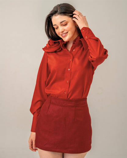 Love Affair Skirt - Deep Maroon Mini Skirt for Women