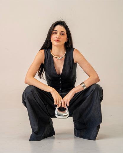 Charcoal Edit Grey Tailored Waistcoat for Women